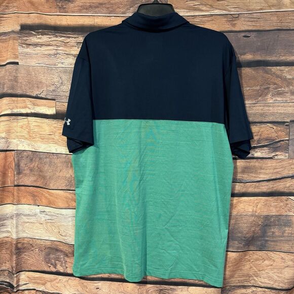 Under Armour TPC Saltgrass Polo Shirt L Short Sleeve Golf Blue Green Colorblock - Picture 4 of 6